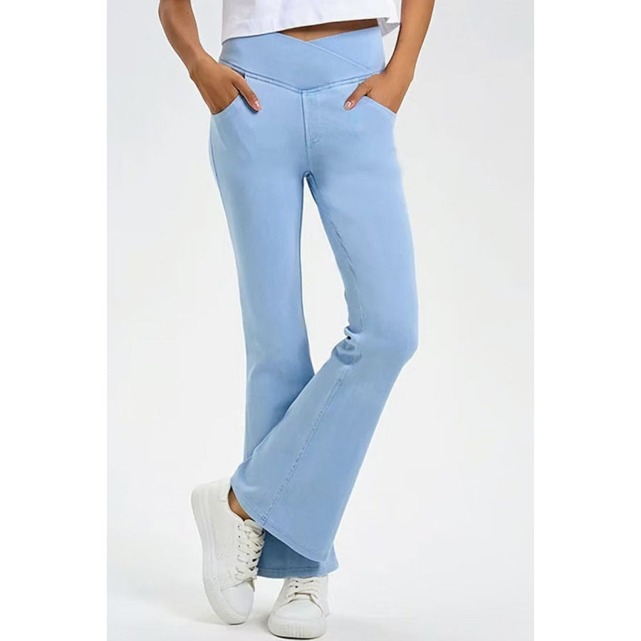 Basic Bae Pocketed Highly Stretchy Bootcut Jeans Light Blue / S Apparel and Accessories