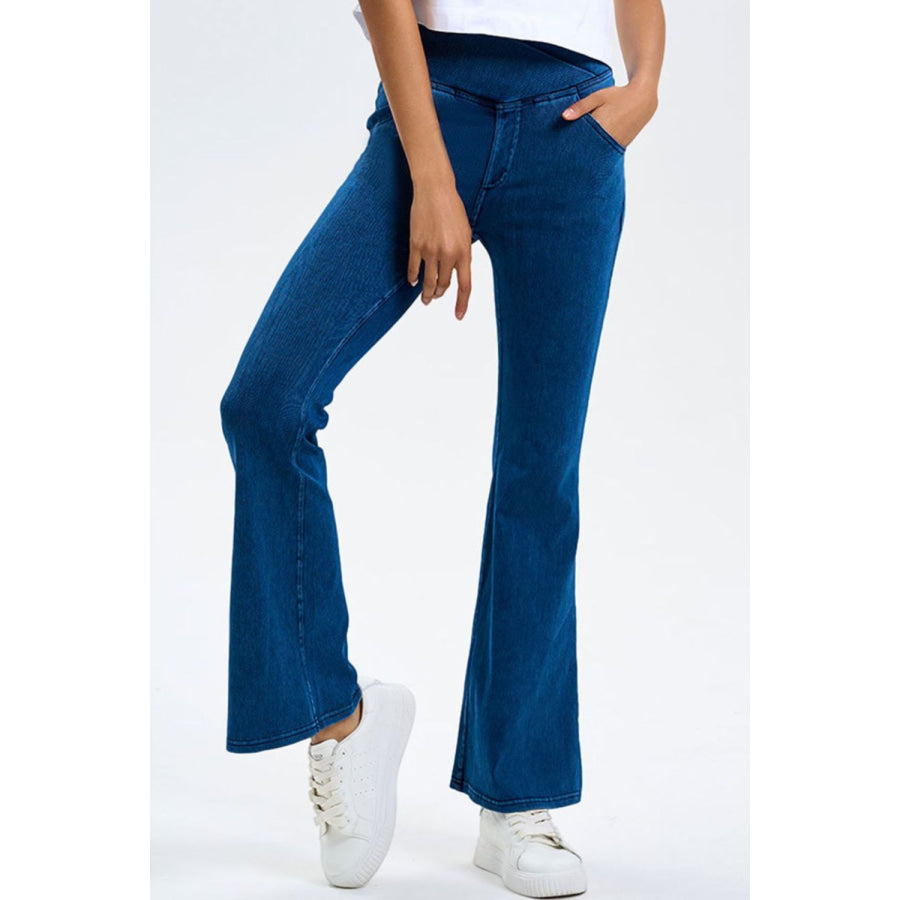 Basic Bae Pocketed Highly Stretchy Bootcut Jeans Peacock Blue / S Apparel and Accessories