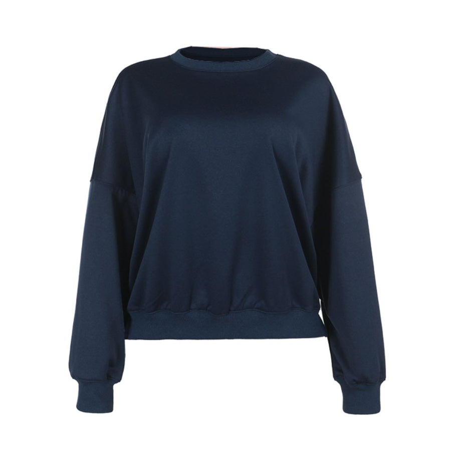 Basic Bae Round Neck Dropped Shoulder Long Sleeve Sweatshirt Apparel and Accessories