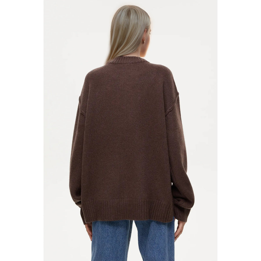 Basic Bae Round Neck Dropped Shoulder Sweater Apparel and Accessories