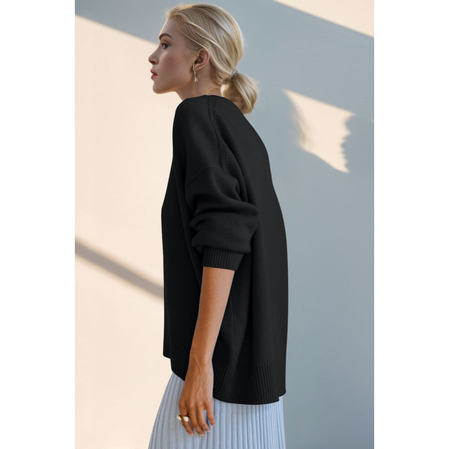 Basic Bae Round Neck Dropped Shoulder Sweater Apparel and Accessories