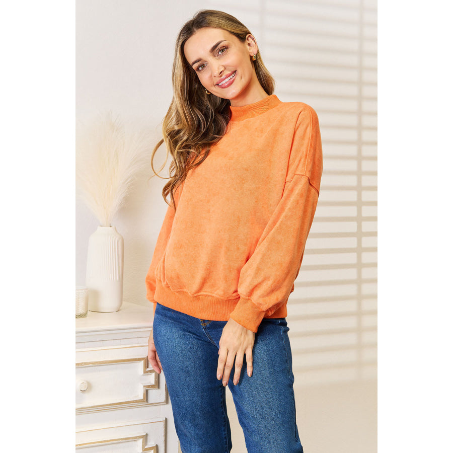 Basic Bae Round Neck Dropped Shoulder Sweatshirt Caramel / S Apparel and Accessories