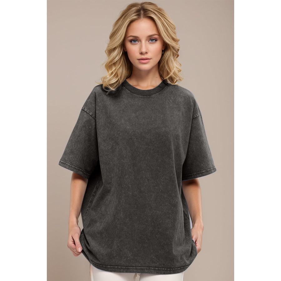 Basic Bae Round Neck Half Sleeve T-Shirt Dark Gray / S Apparel and Accessories