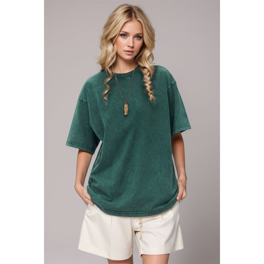 Basic Bae Round Neck Half Sleeve T-Shirt Deep Teal / S Apparel and Accessories