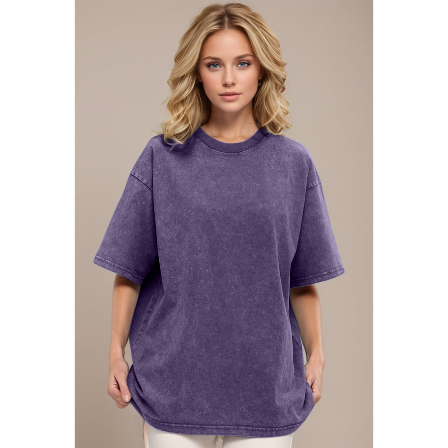 Basic Bae Round Neck Half Sleeve T-Shirt Mauve / S Apparel and Accessories