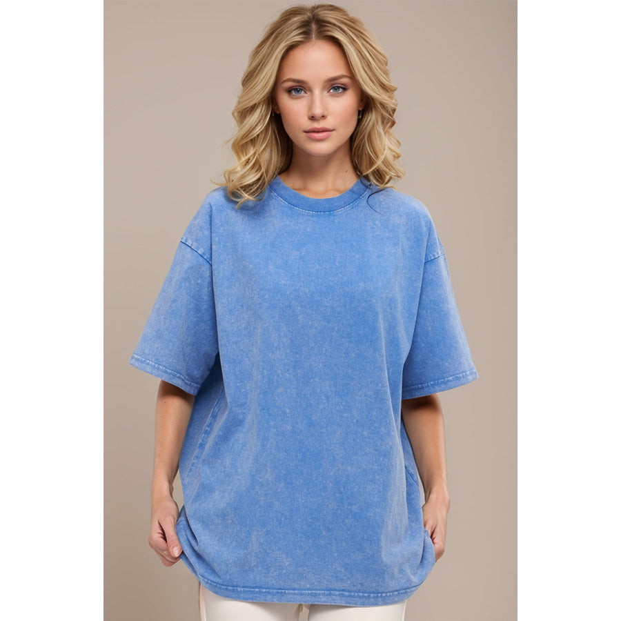 Basic Bae Round Neck Half Sleeve T-Shirt Sky Blue / S Apparel and Accessories