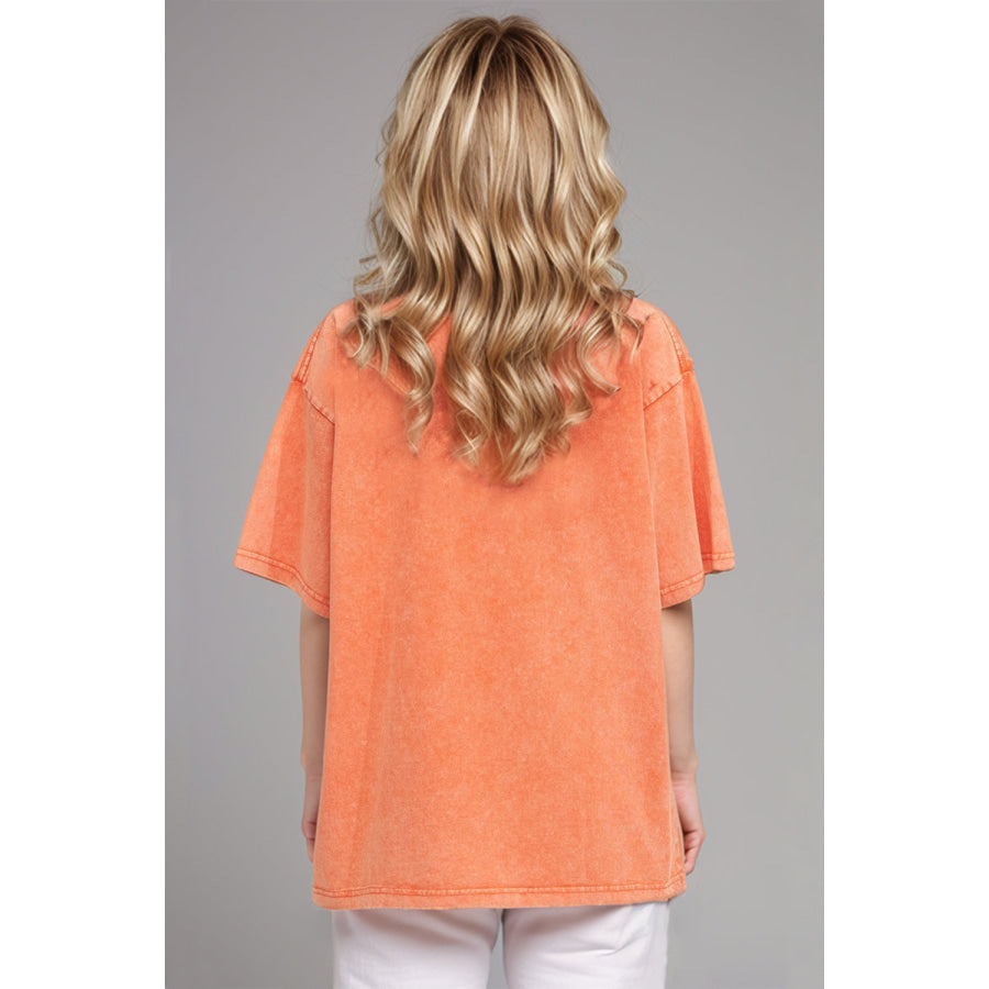 Basic Bae Round Neck Half Sleeve T-Shirt Tangerine / S Apparel and Accessories