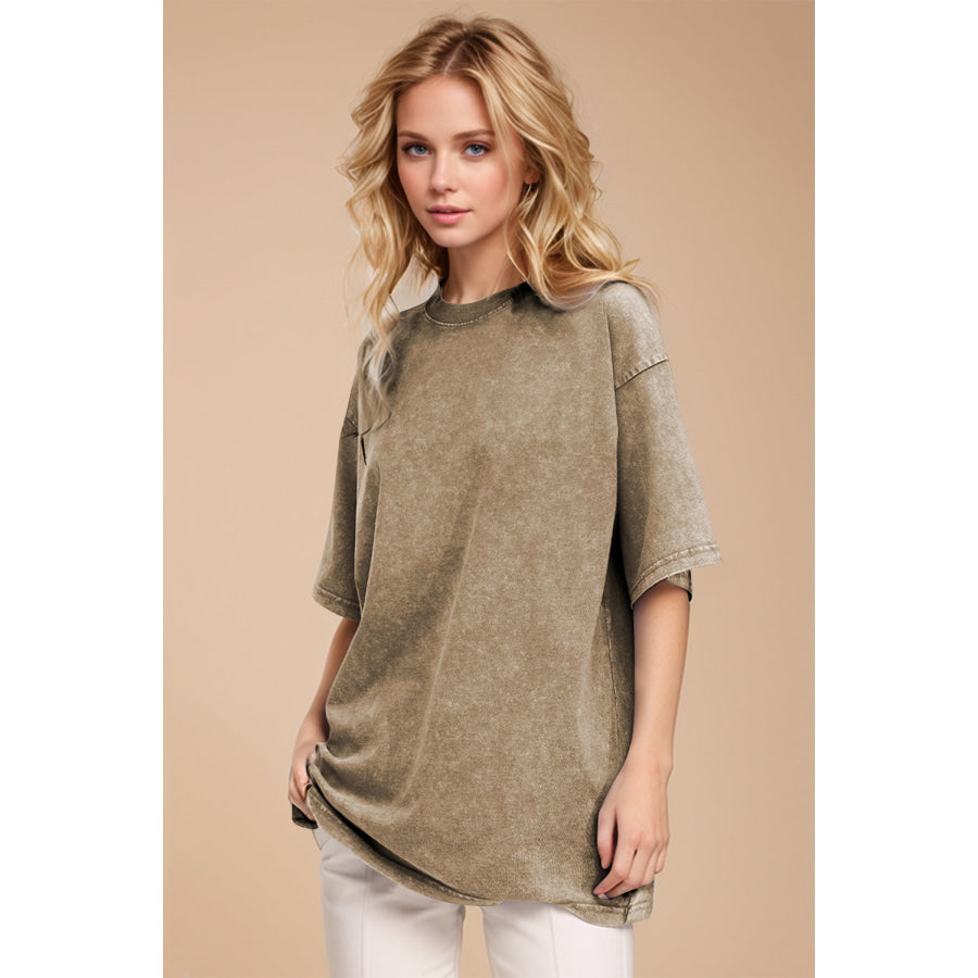 Basic Bae Round Neck Half Sleeve T-Shirt Taupe / S Apparel and Accessories