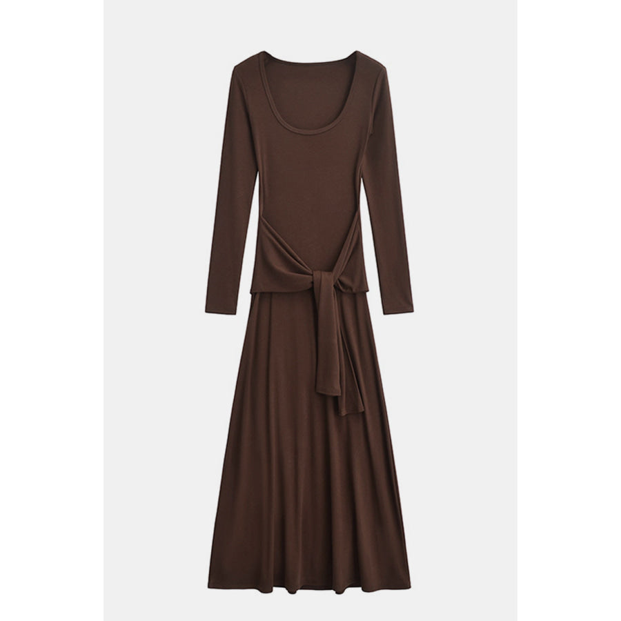 Basic Bae Tied Scoop Neck Long Sleeve Maxi Dress Apparel and Accessories