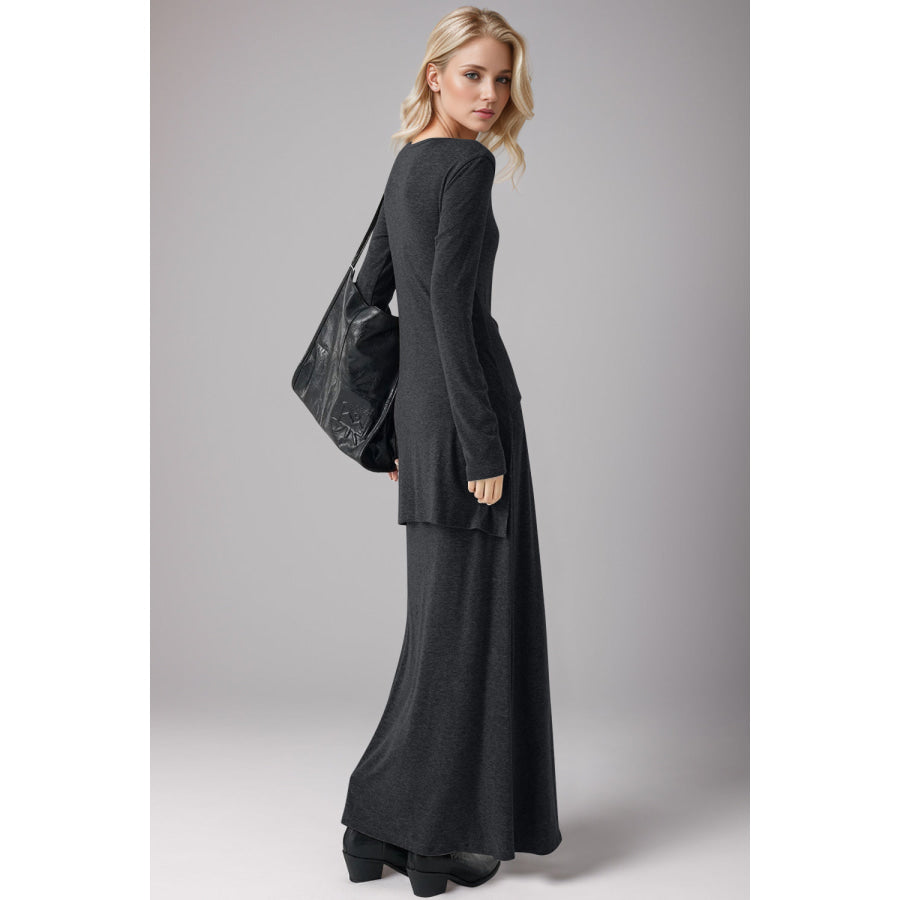 Basic Bae Tied Scoop Neck Long Sleeve Maxi Dress Black / S Apparel and Accessories