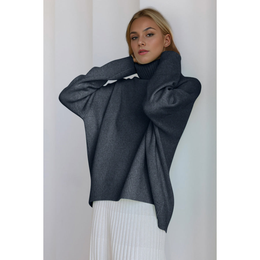 Basic Bae Turtleneck Dropped Shoulder Long Sleeve Sweater Apparel and Accessories