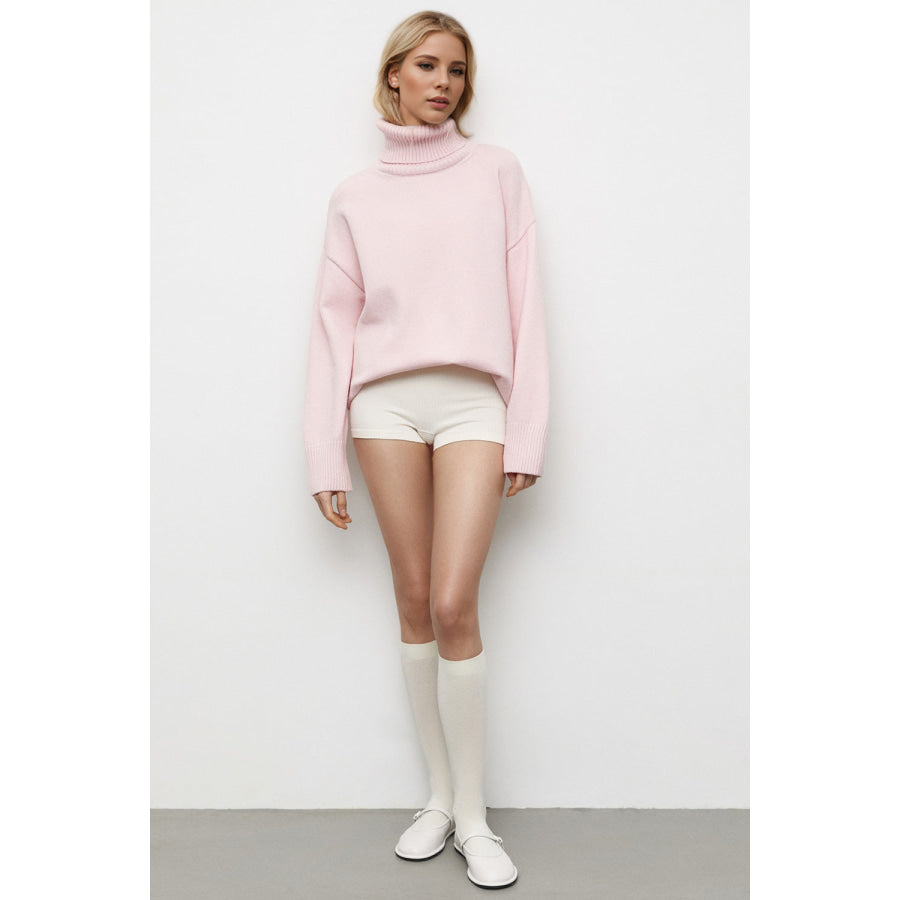 Basic Bae Turtleneck Dropped Shoulder Long Sleeve Sweater Apparel and Accessories