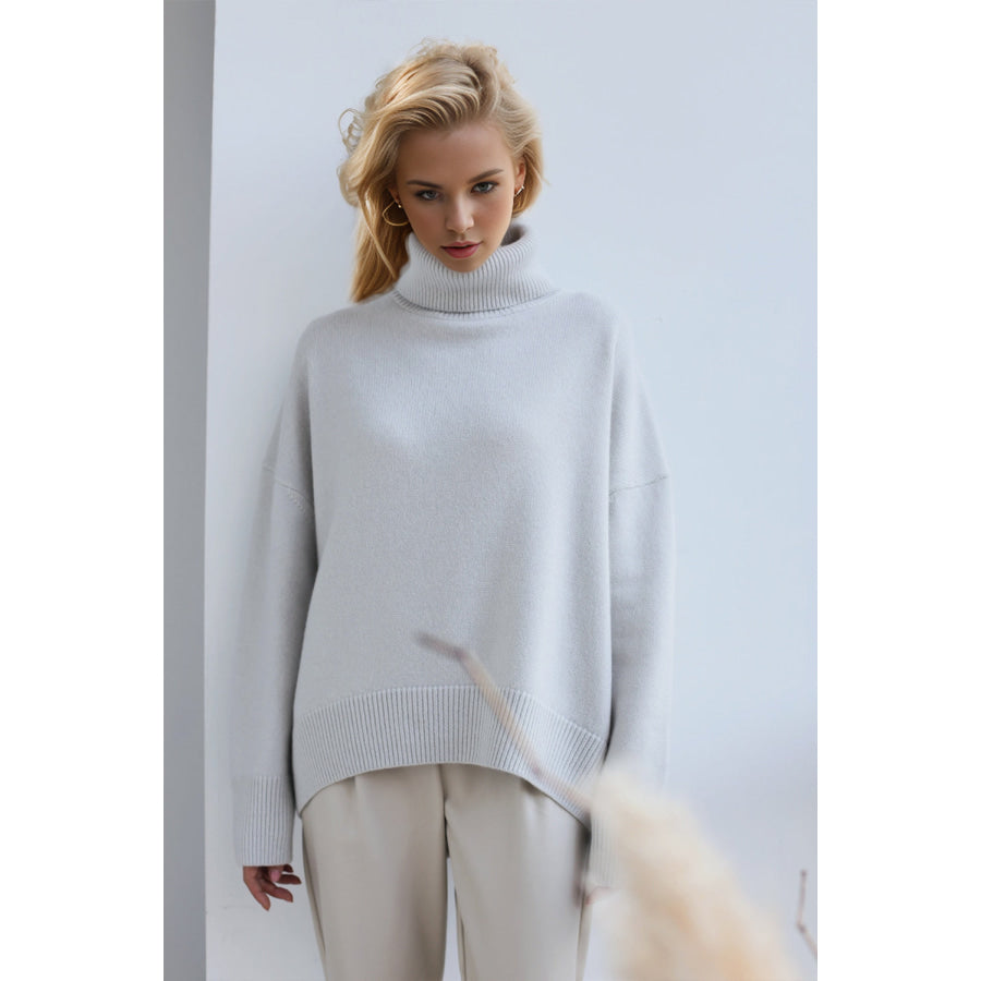 Basic Bae Turtleneck Dropped Shoulder Long Sleeve Sweater Apparel and Accessories