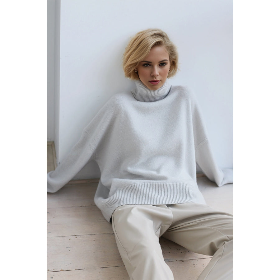 Basic Bae Turtleneck Dropped Shoulder Long Sleeve Sweater Apparel and Accessories