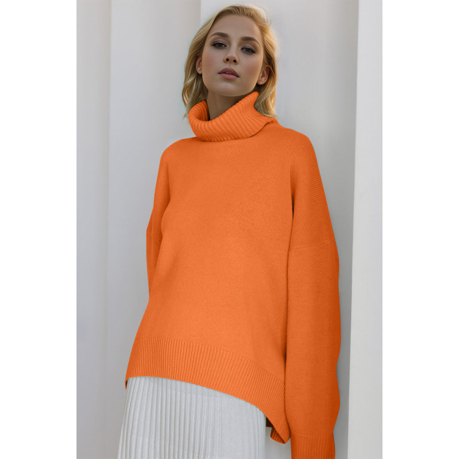 Basic Bae Turtleneck Dropped Shoulder Long Sleeve Sweater Apparel and Accessories