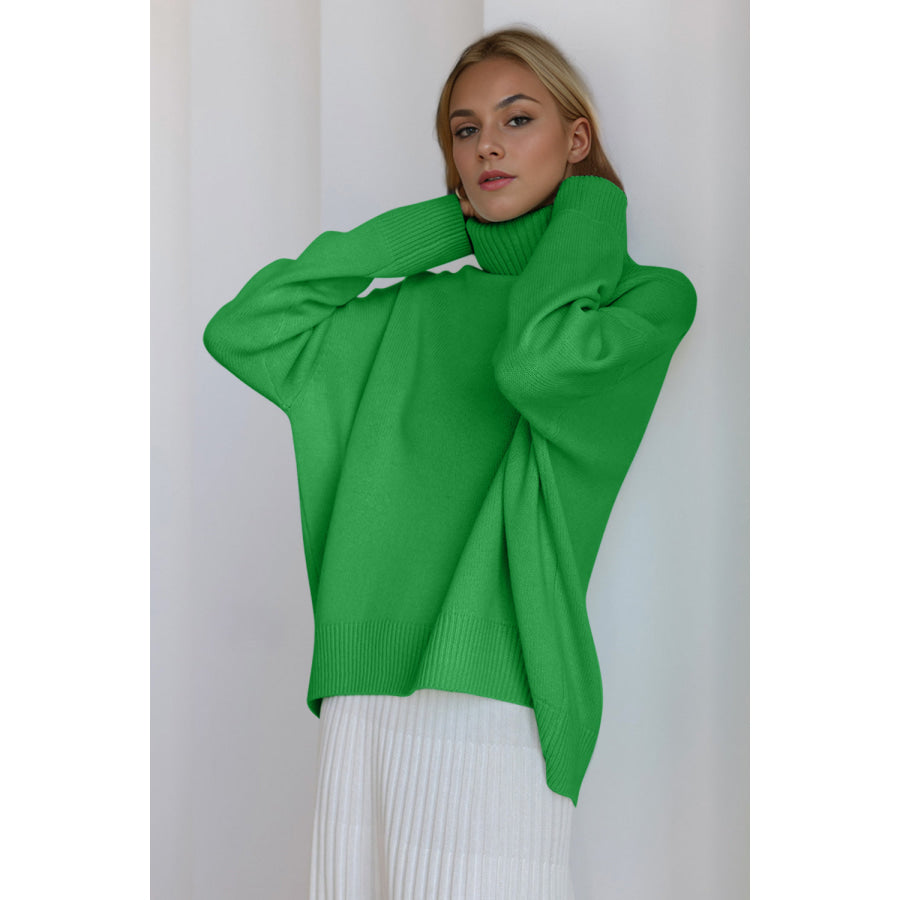 Basic Bae Turtleneck Dropped Shoulder Long Sleeve Sweater Apparel and Accessories