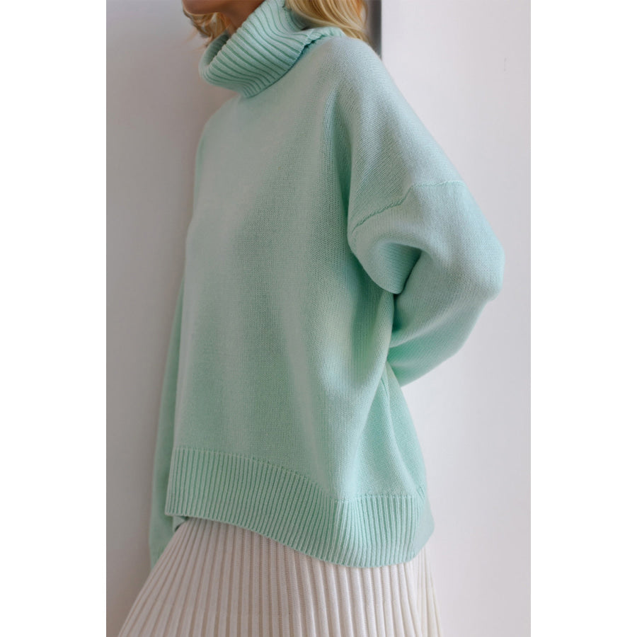 Basic Bae Turtleneck Dropped Shoulder Long Sleeve Sweater Apparel and Accessories