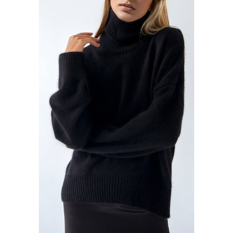 Basic Bae Turtleneck Dropped Shoulder Long Sleeve Sweater Apparel and Accessories