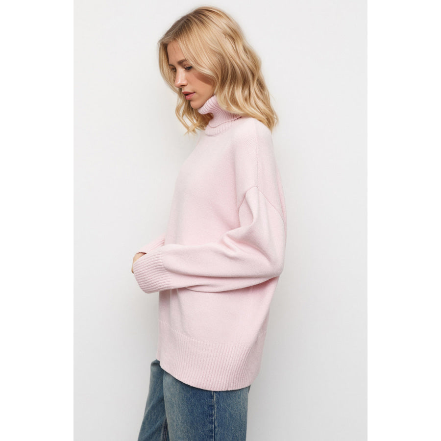 Basic Bae Turtleneck Dropped Shoulder Long Sleeve Sweater Apparel and Accessories