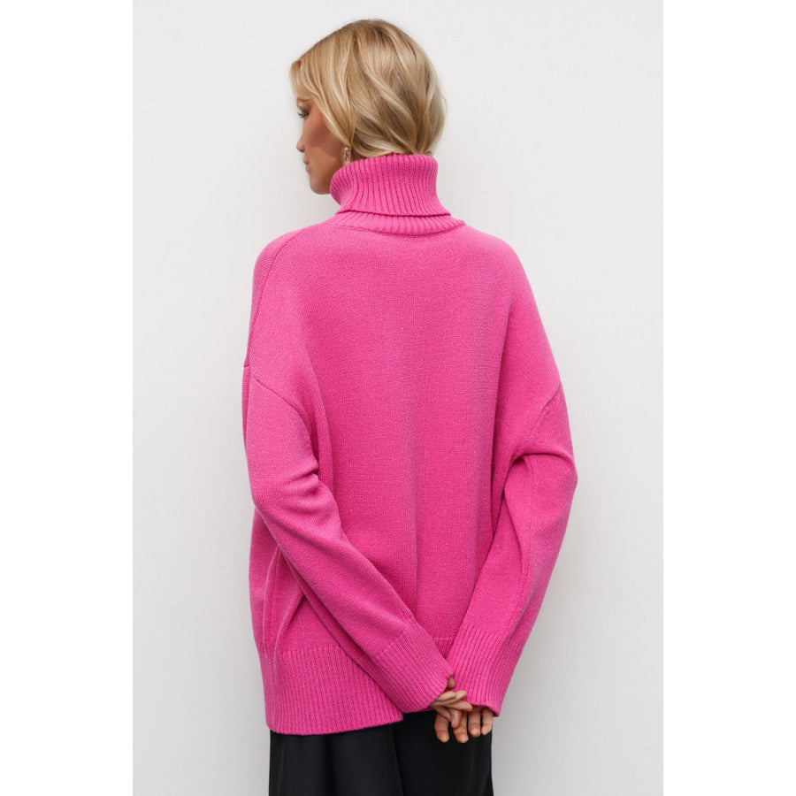 Basic Bae Turtleneck Dropped Shoulder Long Sleeve Sweater Apparel and Accessories