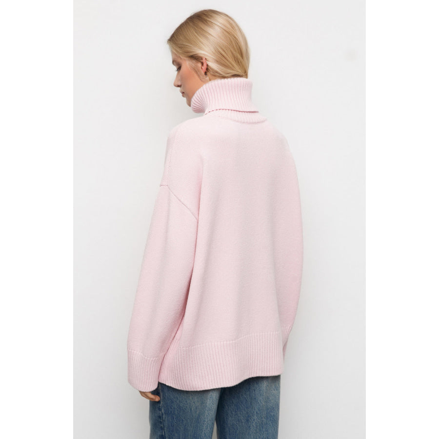 Basic Bae Turtleneck Dropped Shoulder Long Sleeve Sweater Apparel and Accessories