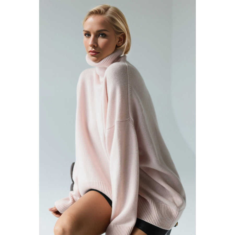 Basic Bae Turtleneck Dropped Shoulder Long Sleeve Sweater Apparel and Accessories