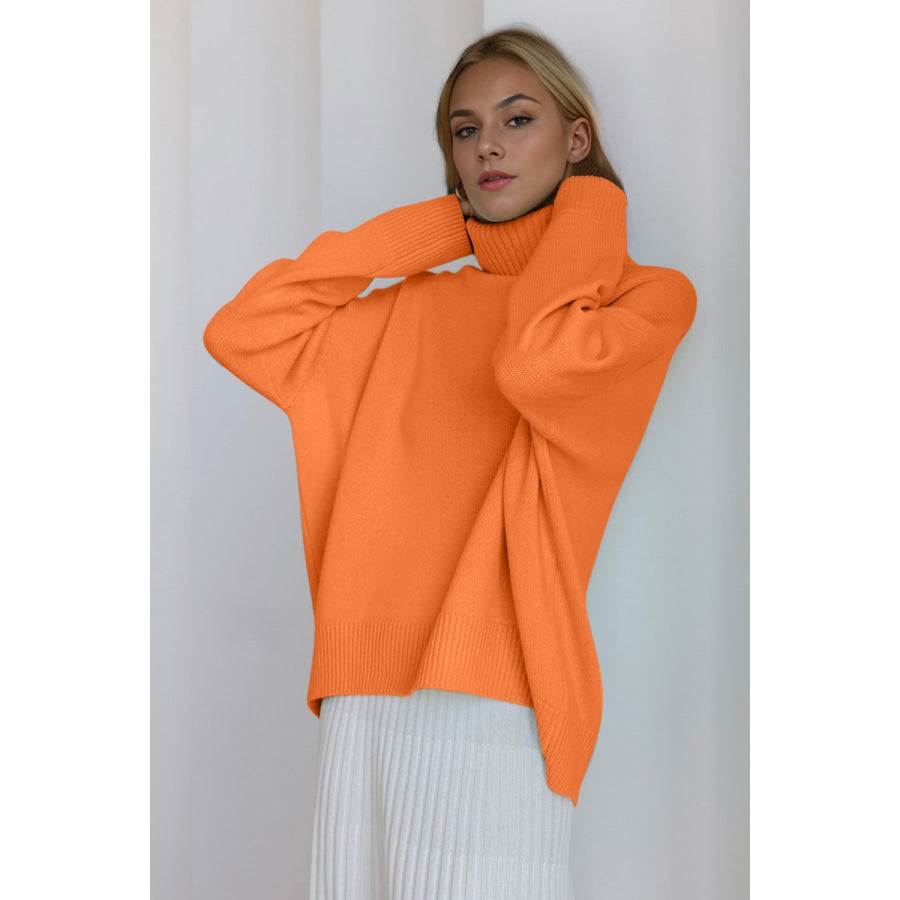 Basic Bae Turtleneck Dropped Shoulder Long Sleeve Sweater Apparel and Accessories