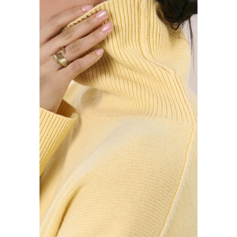 Basic Bae Turtleneck Long Sleeve Dropped Shoulder Sweater Apparel and Accessories