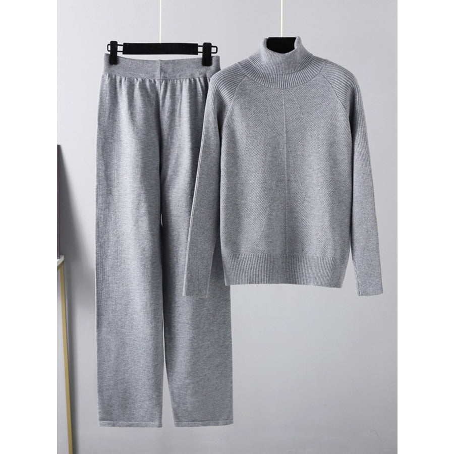 Basic Bae Turtleneck Raglan Sleeve Top and Pants Sweater Set Apparel and Accessories