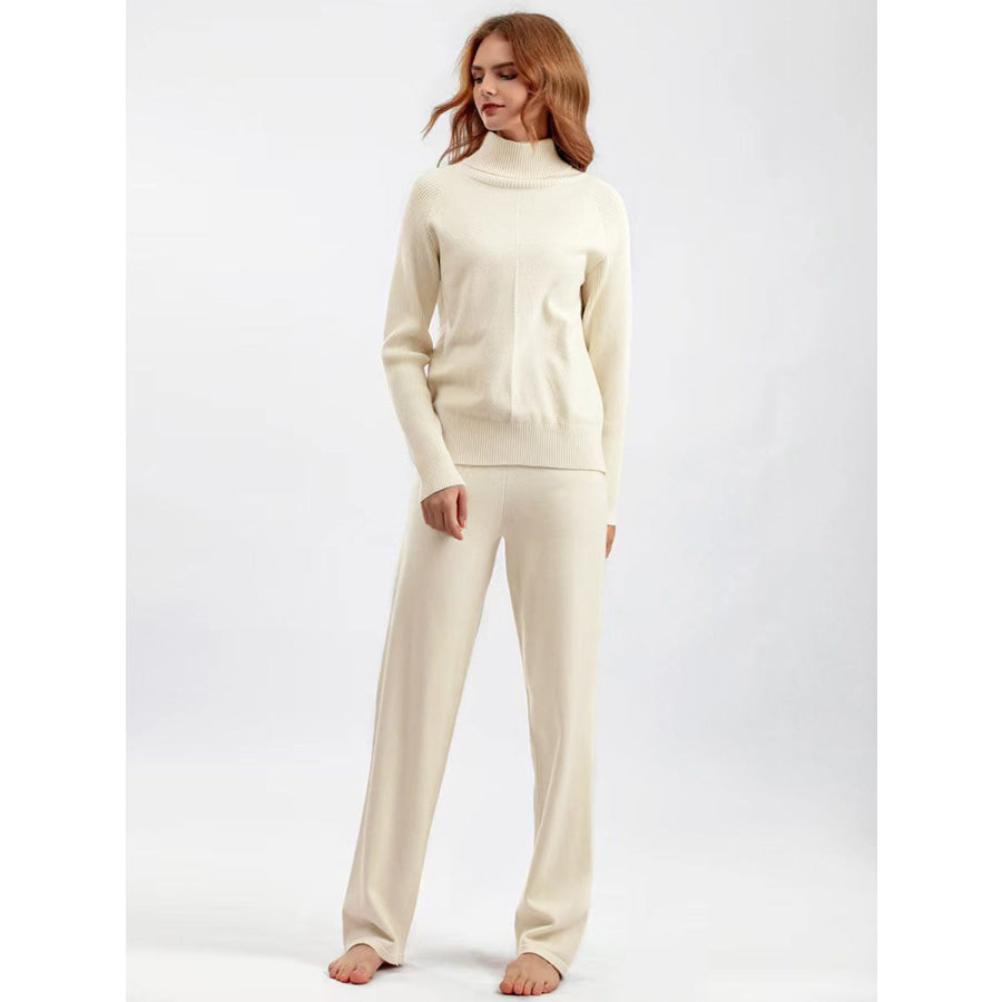 Basic Bae Turtleneck Raglan Sleeve Top and Pants Sweater Set Apparel and Accessories