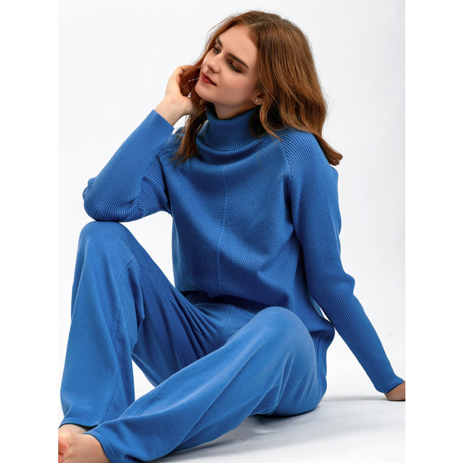 Basic Bae Turtleneck Raglan Sleeve Top and Pants Sweater Set Apparel and Accessories