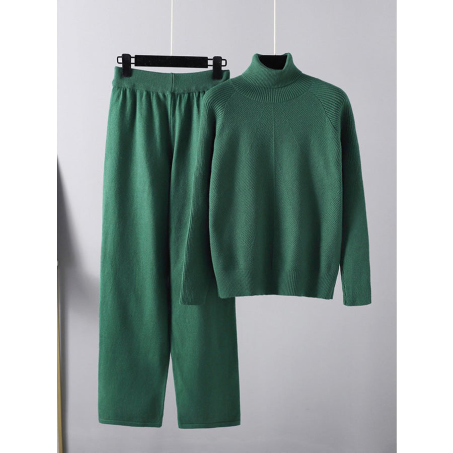 Basic Bae Turtleneck Raglan Sleeve Top and Pants Sweater Set Apparel and Accessories