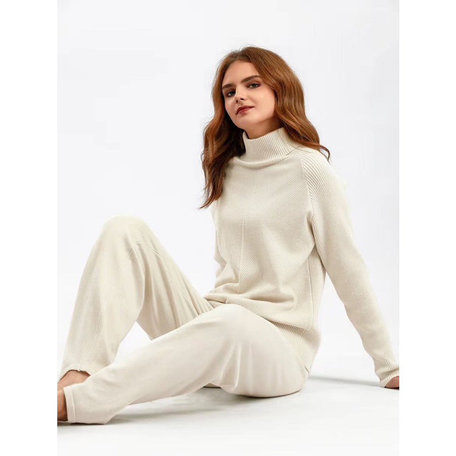 Basic Bae Turtleneck Raglan Sleeve Top and Pants Sweater Set Apparel and Accessories