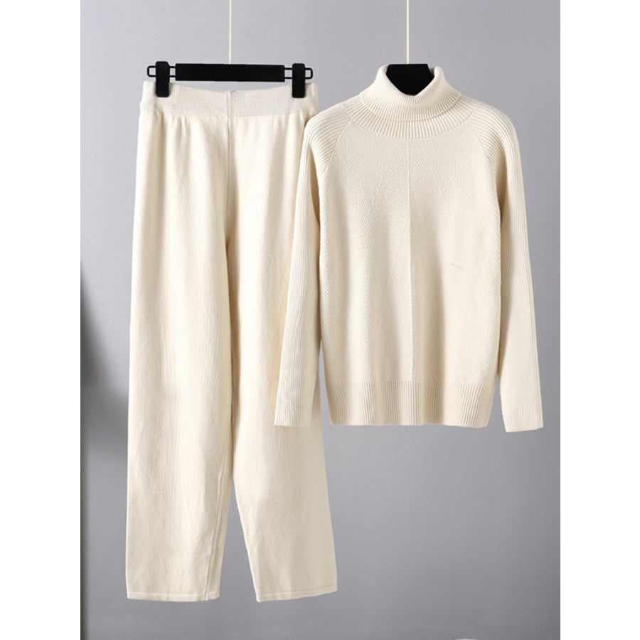 Basic Bae Turtleneck Raglan Sleeve Top and Pants Sweater Set Apparel and Accessories