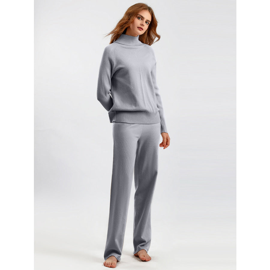 Basic Bae Turtleneck Raglan Sleeve Top and Pants Sweater Set Apparel and Accessories