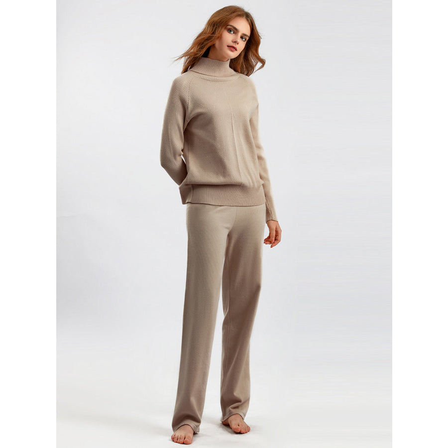 Basic Bae Turtleneck Raglan Sleeve Top and Pants Sweater Set Apparel and Accessories