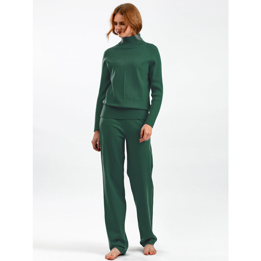 Basic Bae Turtleneck Raglan Sleeve Top and Pants Sweater Set Apparel and Accessories