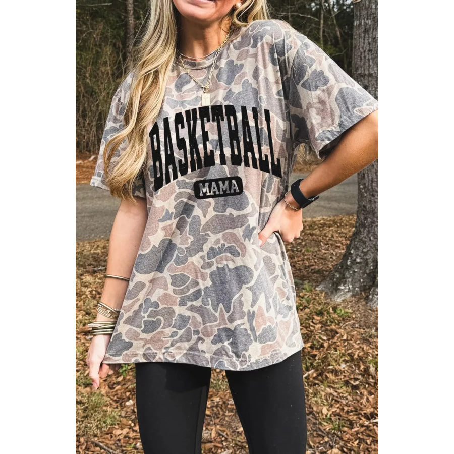 Basketball Mama Camo Print Relaxed Fit T-Shirt Apparel and Accessories