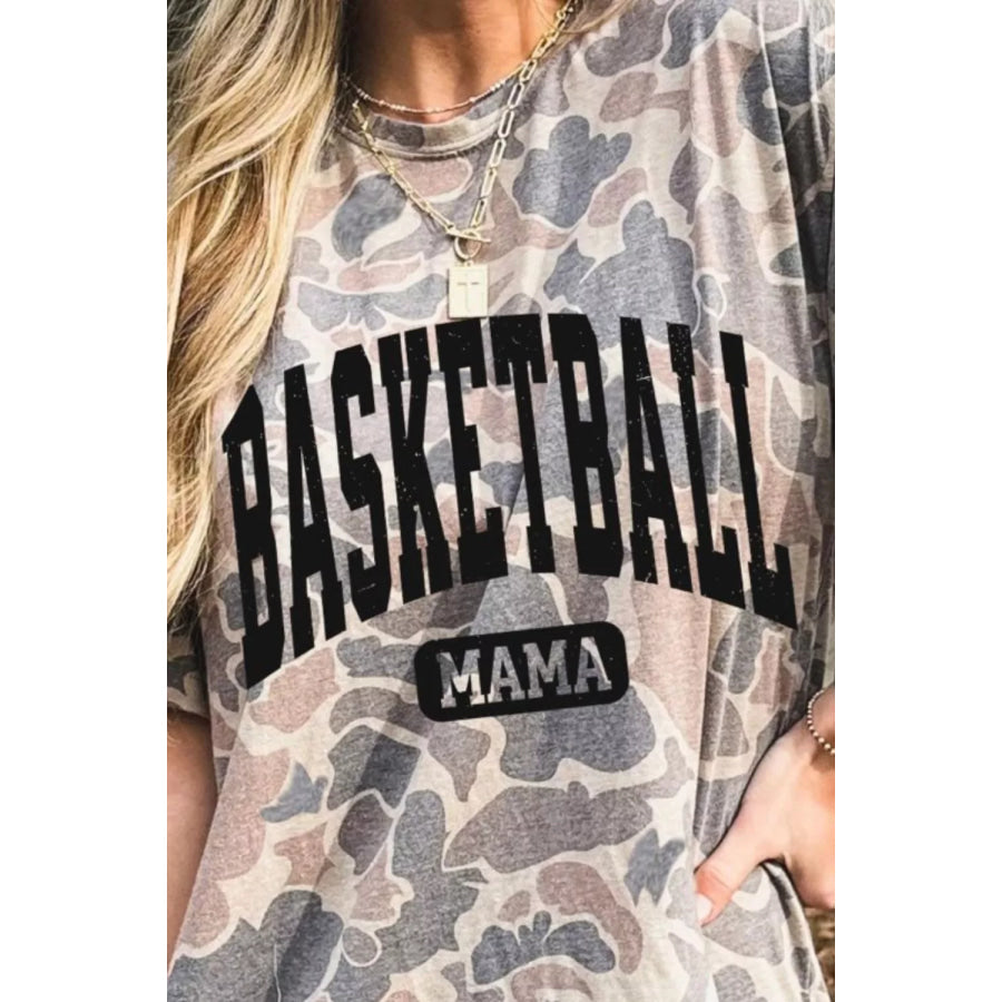 Basketball Mama Camo Print Relaxed Fit T-Shirt Apparel and Accessories