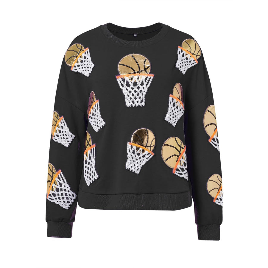 Basketball Round Neck Long Sleeve Sweatshirt Apparel and Accessories