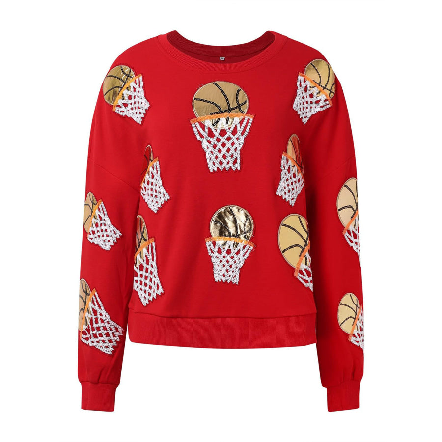 Basketball Round Neck Long Sleeve Sweatshirt Apparel and Accessories