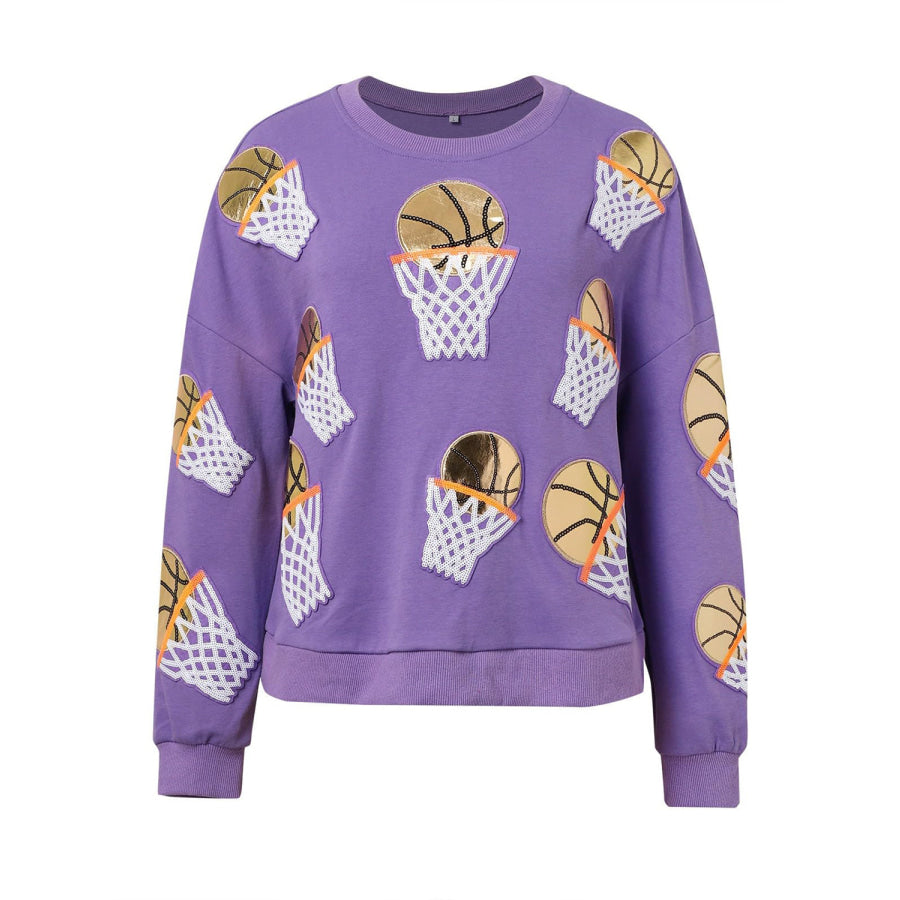 Basketball Round Neck Long Sleeve Sweatshirt Apparel and Accessories