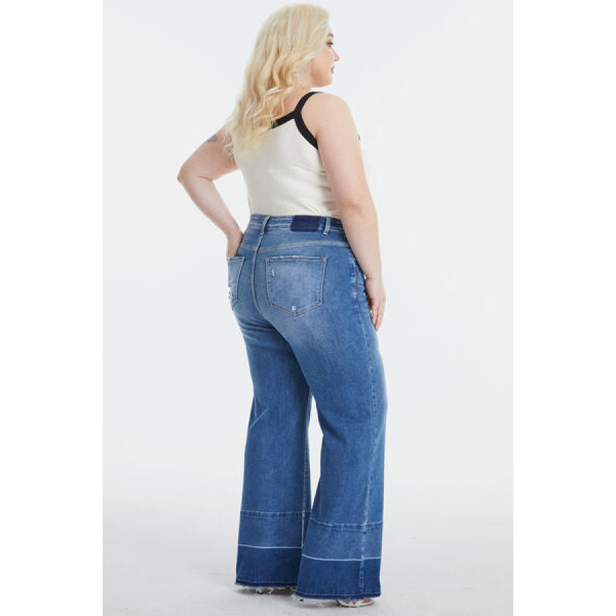 BAYEAS Full Size High Waist Cat’s Whisker Wide Leg Jeans Apparel and Accessories