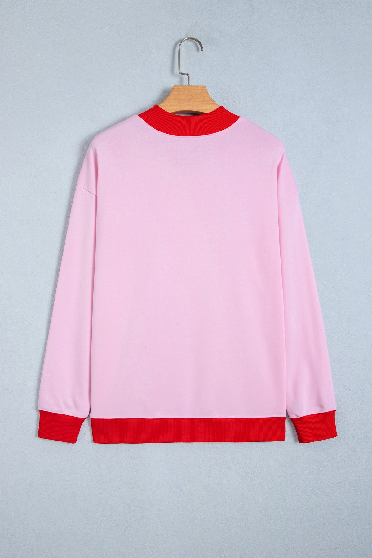 Dirty blue Colorblock Trim Crewneck Long Sleeve Pullover Sweatshirt