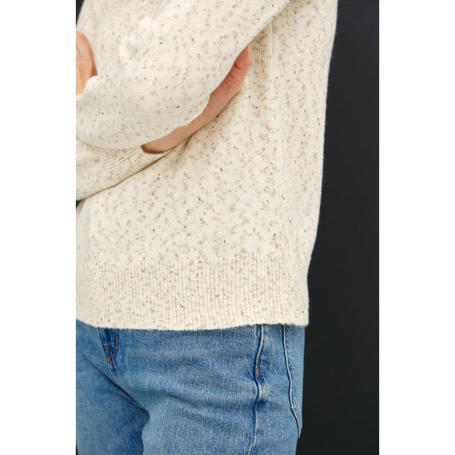 Be Cool Heathered Round Neck Long Sleeve Sweater Apparel and Accessories