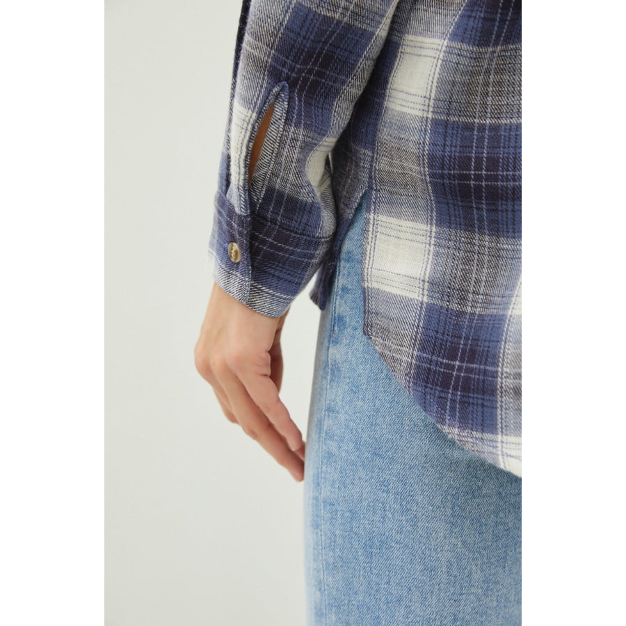 Be Cool Plaid Flannel Button Down Shirt with Chest Pocket Apparel and Accessories