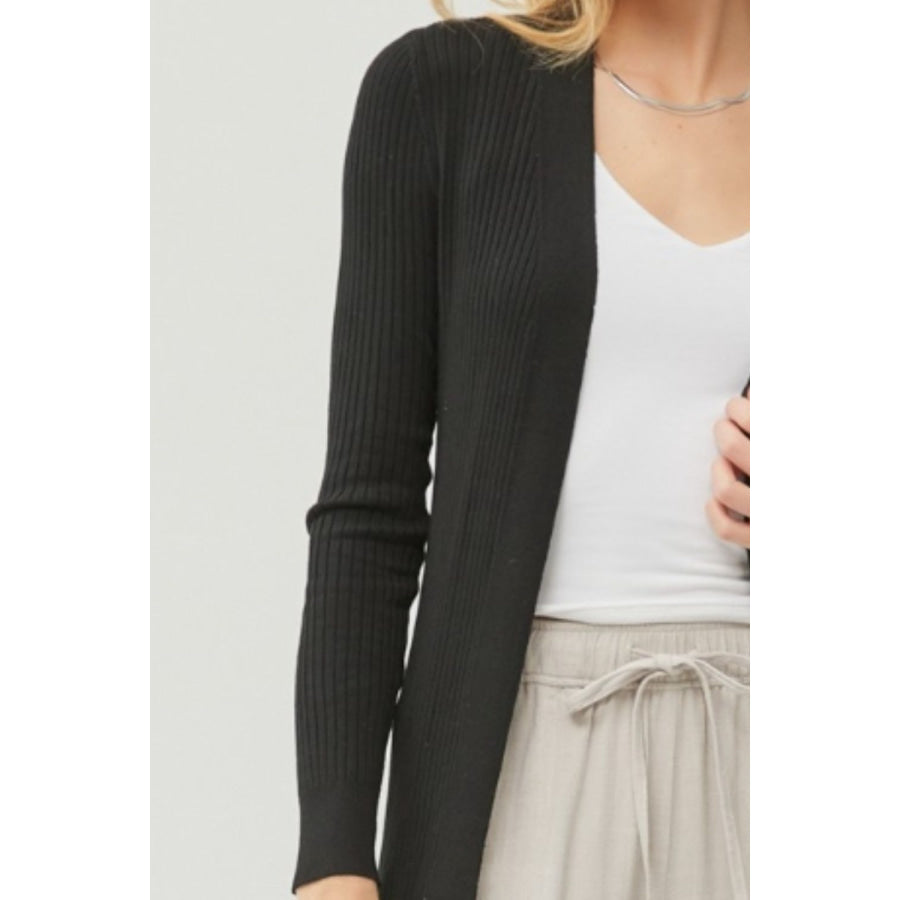 Be Cool Ribbed Open Front Long Sleeve Cardigan