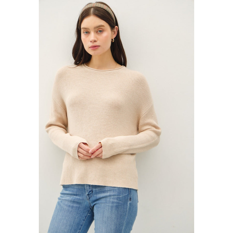 Be Cool Round Neck Long Sleeve Sweater Oatmeal / S/M Apparel and Accessories