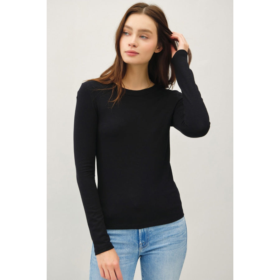 Be Cool Round Neck Long Sleeve T-Shirt Black / S Apparel and Accessories