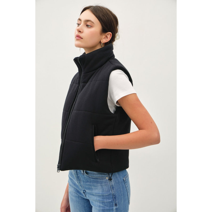 Be Cool Zip Up Turtleneck Puffer Vest with Pockets Apparel and Accessories